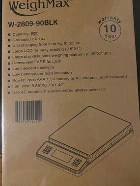 WeighMax Digital Kitchen Scale W-2809-90BLK - Brown Packaging
